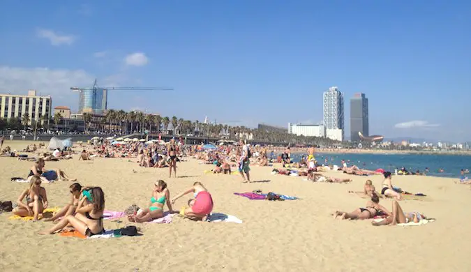 the beach in barcelona, spain