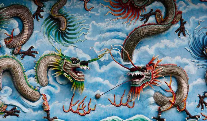 Dragon artwork at Haw Par Villa in Singapore