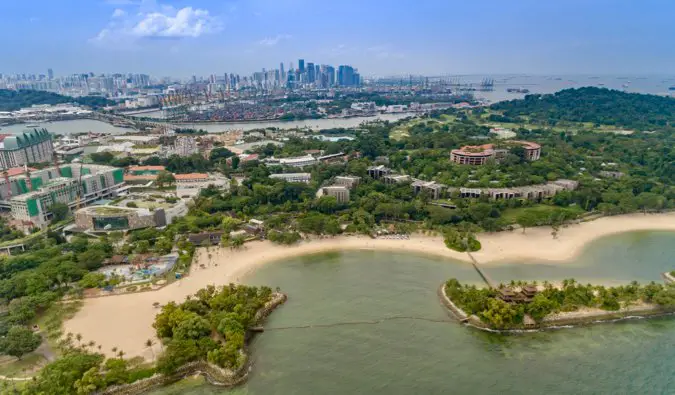 Sentosa Beach on a sunny day in Singapore