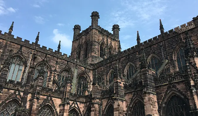 The medieval Chester Cathedral on a sunny day