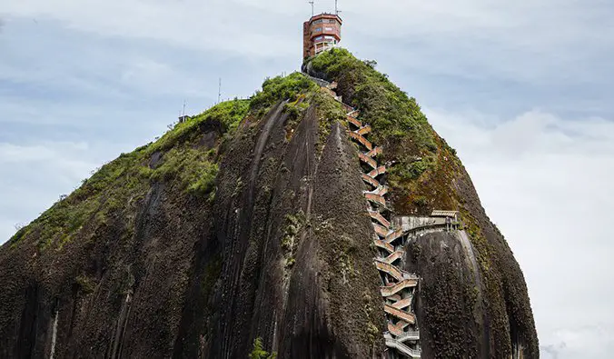 the Rock of Guatapé with its staircase leading to the top