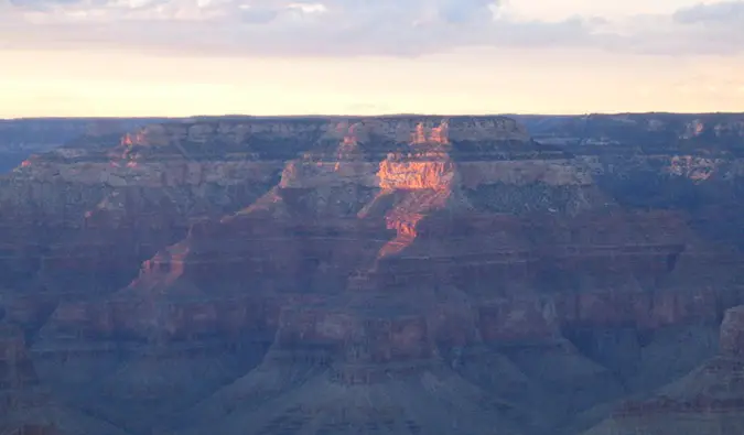 The Grand Canyon at sunset at the South Rim