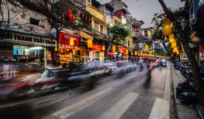a busy street in Hanoi