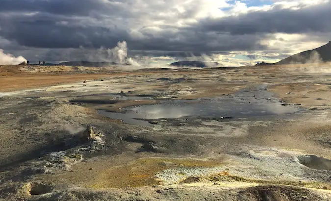 Sulfur pools at Hverir near Lake Myvatn in the north of Iceland