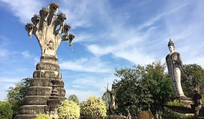 Naga statues at Nong Khai in Isaan