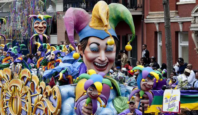 a colorful float in the Mardi Gras parade in New Orleans