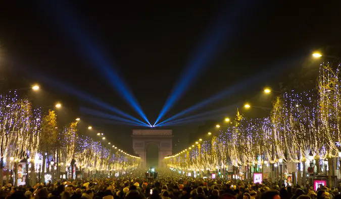 Champs-Elysees in Paris at night