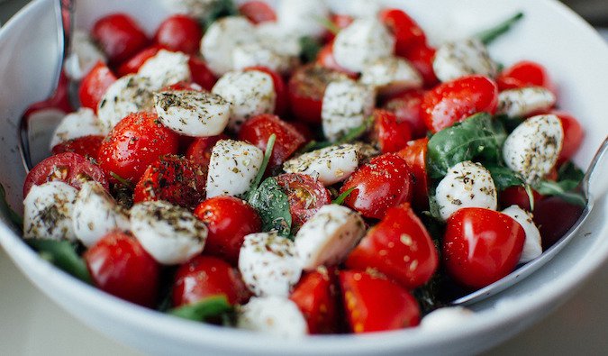 Tomato and mozzarella farm to table healthy salad found in NYC