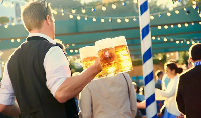 massive glasses of beer oktoberfest in Munich
