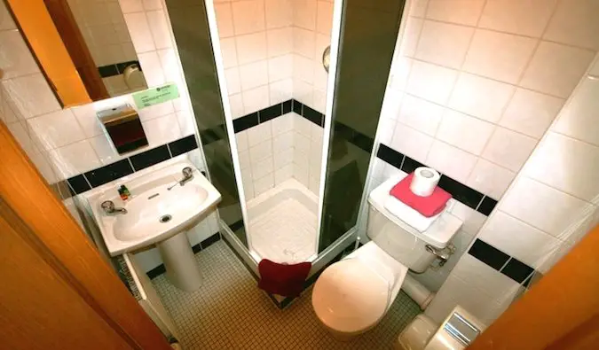 A small hostel bathroom
