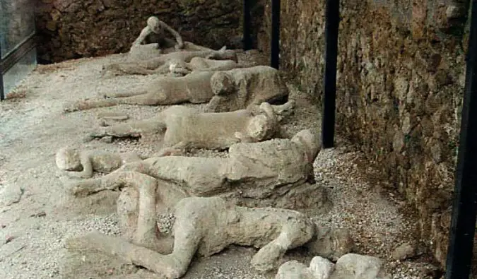 The preserved corpses of those killed in Pompeii in Garden of the Fugitives