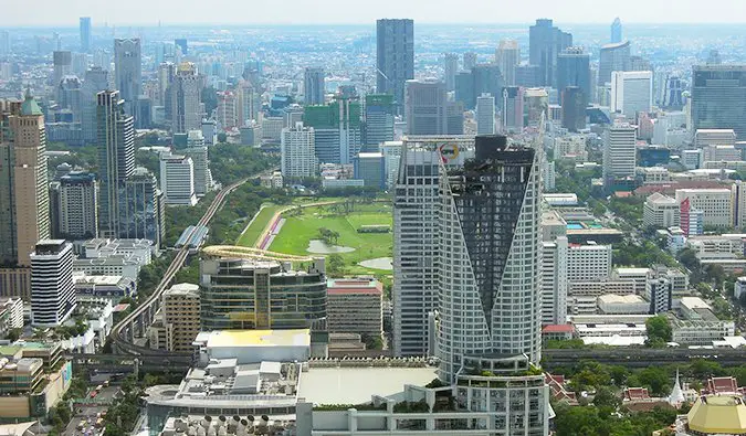 view of Bangkok from Baiyoke Sky Hotel; photo by David McKelvey (flickr:@dgmckelvey)
