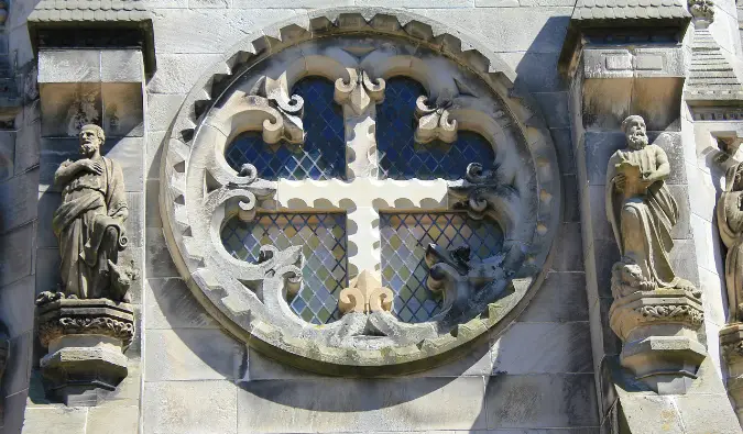 A window at Rosslyn Chapel in Scotland