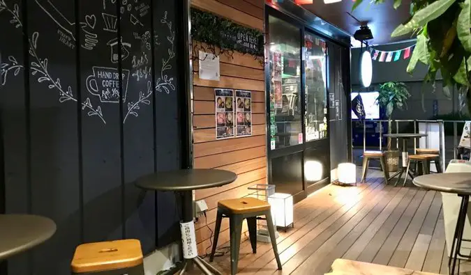The cool interior of Hostel and Cafe East57 in Tokyo, Japan
