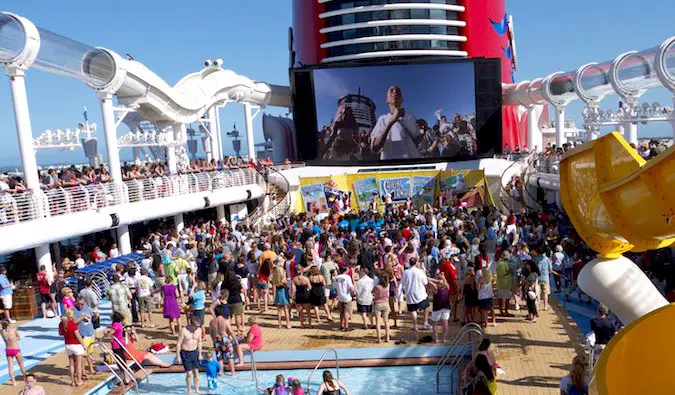 people gathered on a cruise ship