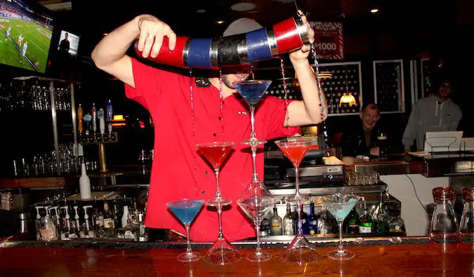 bartender performing tricks